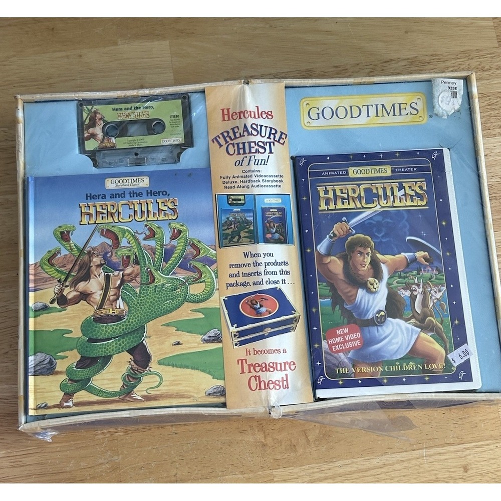 Hercules Treasure Chest Of Fun Good Times Book Audio & Video Cassette Vintage 97